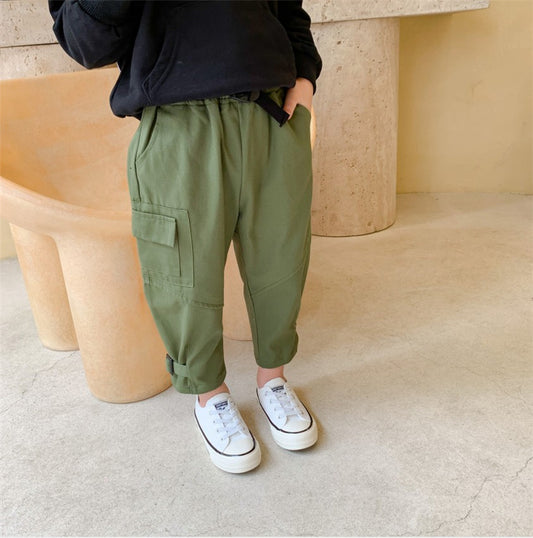 Xiaojiejia Boys Workwear Pants Autumn New Children's Casual Pants Trousers Medium And Small Kids