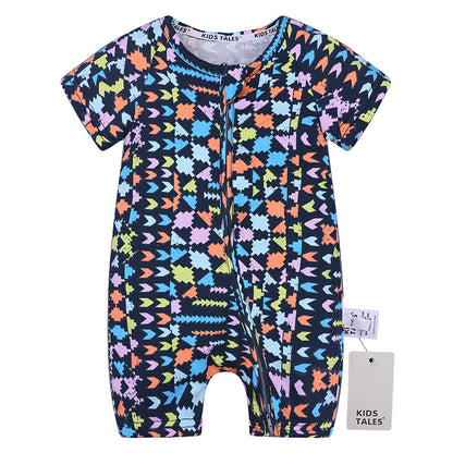 Kids Tales Summer Short-Sleeved One-Piece Baby Cotton Romper Baby Outing Clothes Romper Pattern Mixed Batch