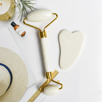 Set Beauty Scraping Board New  Jade Roller Heart-shaped Scraping Board Facial Facial Beauty Device In Stock