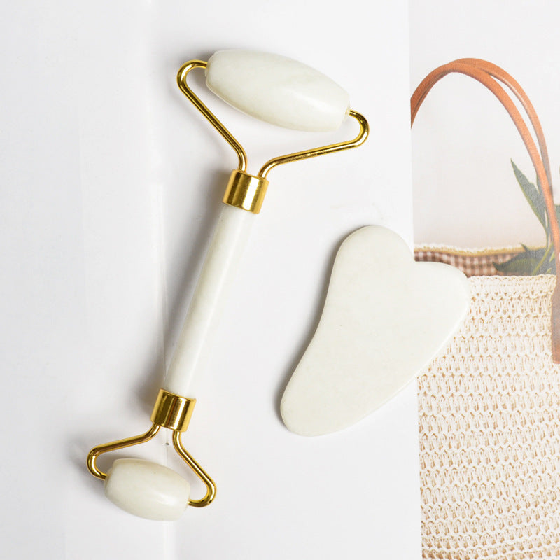 Set Beauty Scraping Board New  Jade Roller Heart-shaped Scraping Board Facial Facial Beauty Device In Stock