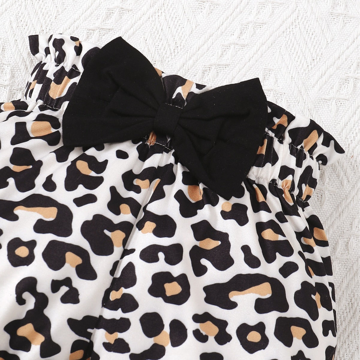 Kids' Rompers Bow Leopard Shorts Suit