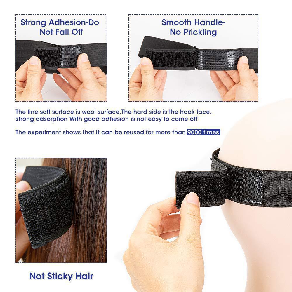 Black Knitted Velcro Adjustable Wig Elastic Band Beauty