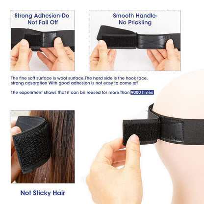 Black Knitted Velcro Adjustable Wig Elastic Band Beauty