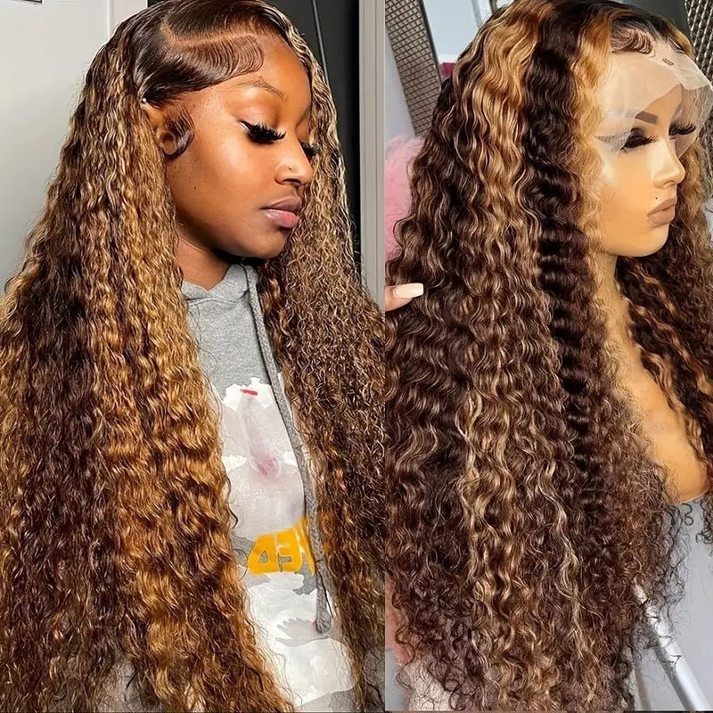 Lace Wig Medium Small Volume Highlight Gradient Long Curly Hair