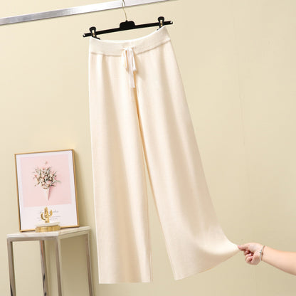 High Waist Straight Loose Thick Knitted Trousers Draping Mop