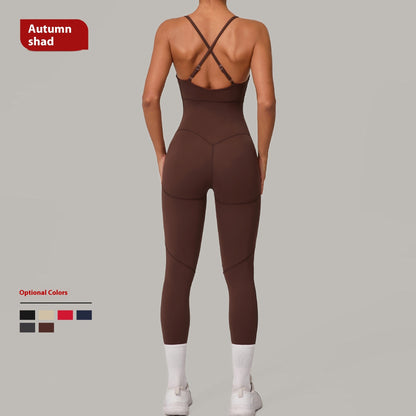 Women's Solid Color Casual Cross Back Summer Jumpsuit