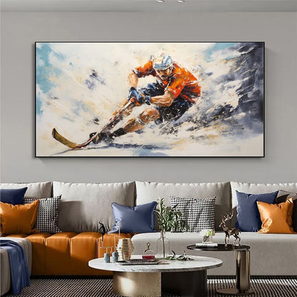 High Quality Athletes Sports Handmade Oil Painting Bicycle Equestrian Football Ice Hockey Portraits Large Canvas Art Showpiece For Home Decoration Living Room Wall Picture