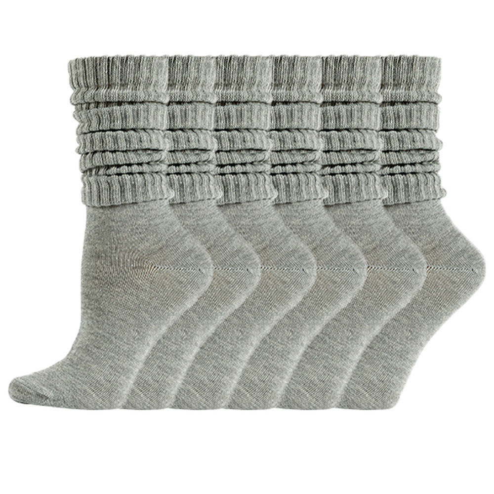 Loose Stockings Spring And Autumn Women's Black, White And Gray Pure Color Socks