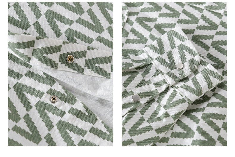 Men's Clothing Print Plaid Long Sleeve Casual Loose Shirt