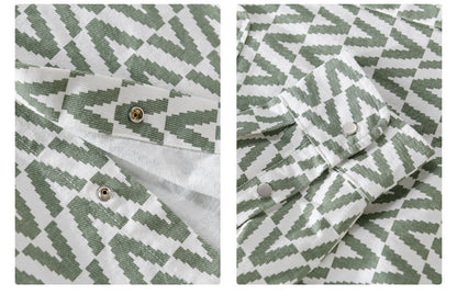 Men's Clothing Print Plaid Long Sleeve Casual Loose Shirt