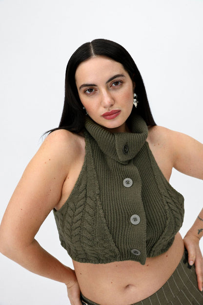 Turtleneck Fashion Sexy Short Sleeveless Vest