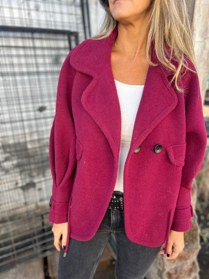 Women's Solid Color Casual Woolen Lapel Button Faux Pocket Coat