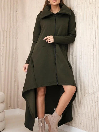 Solid Color Hooded Loose Zip All-matching Hoodie Skirt