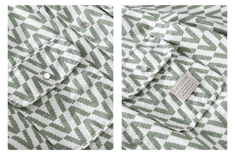 Men's Clothing Print Plaid Long Sleeve Casual Loose Shirt