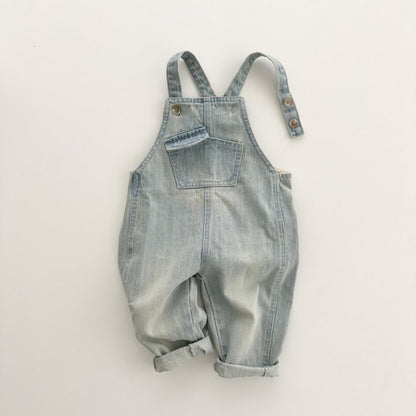 New Boys And Girls Small And Older Kids Retro One-piece Soft Jeans Casual