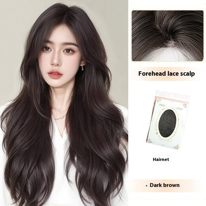Jaulin Wig Women's Long Hair Forehead Lace Full-head Wig New Artificial Natural Mid-length Long Straight Hair Full Top Wig