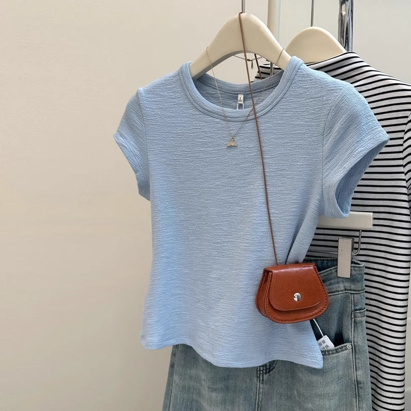 Summer Texture Ruffle Short Sleeve Women