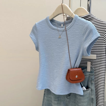 Summer Texture Ruffle Short Sleeve Women