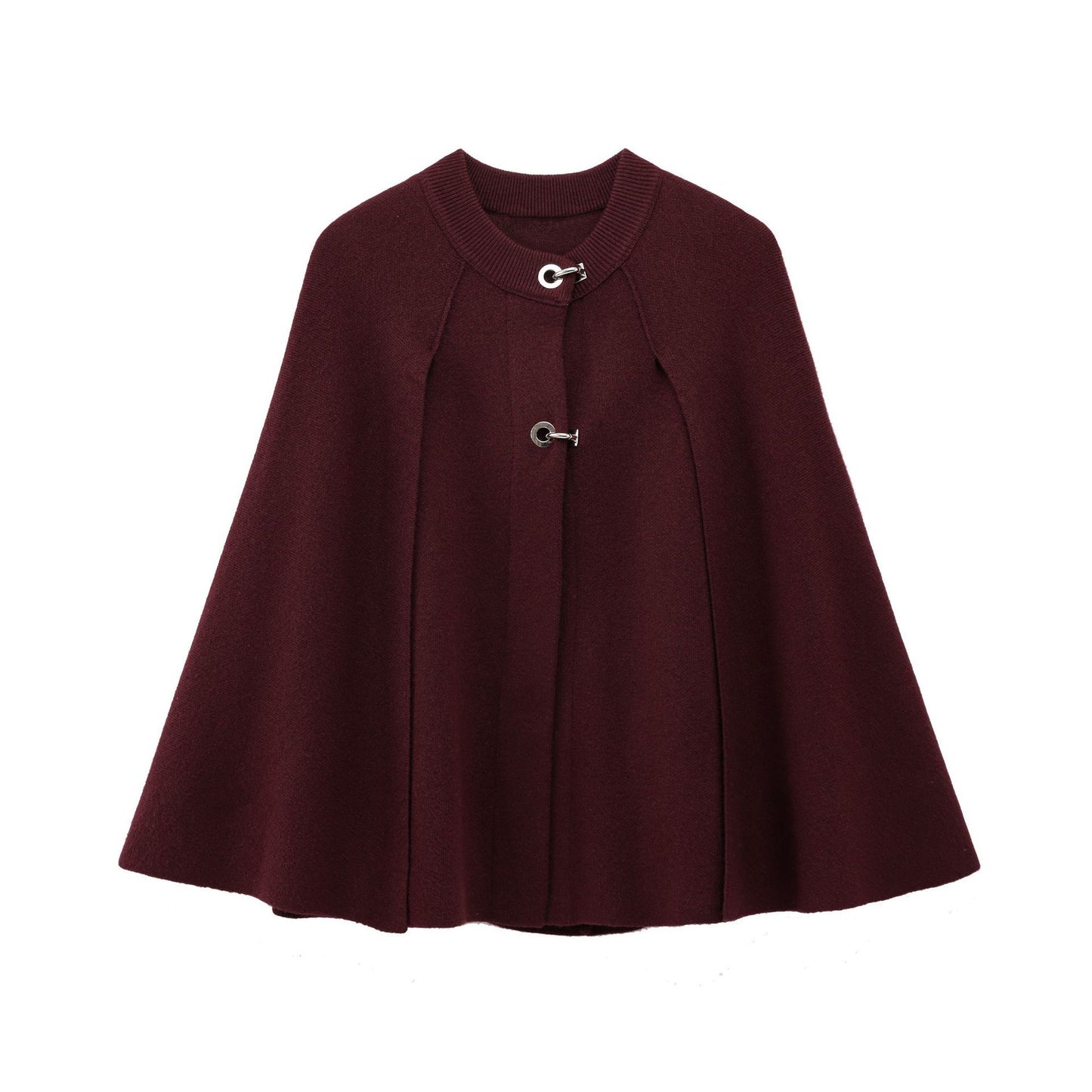 Cape Round Neck Long Sleeve Knitted Sweater Coat