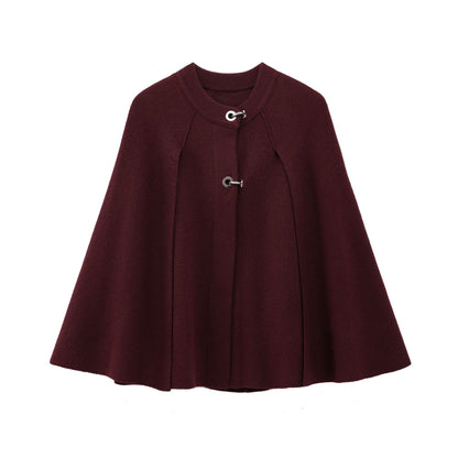 Cape Round Neck Long Sleeve Knitted Sweater Coat