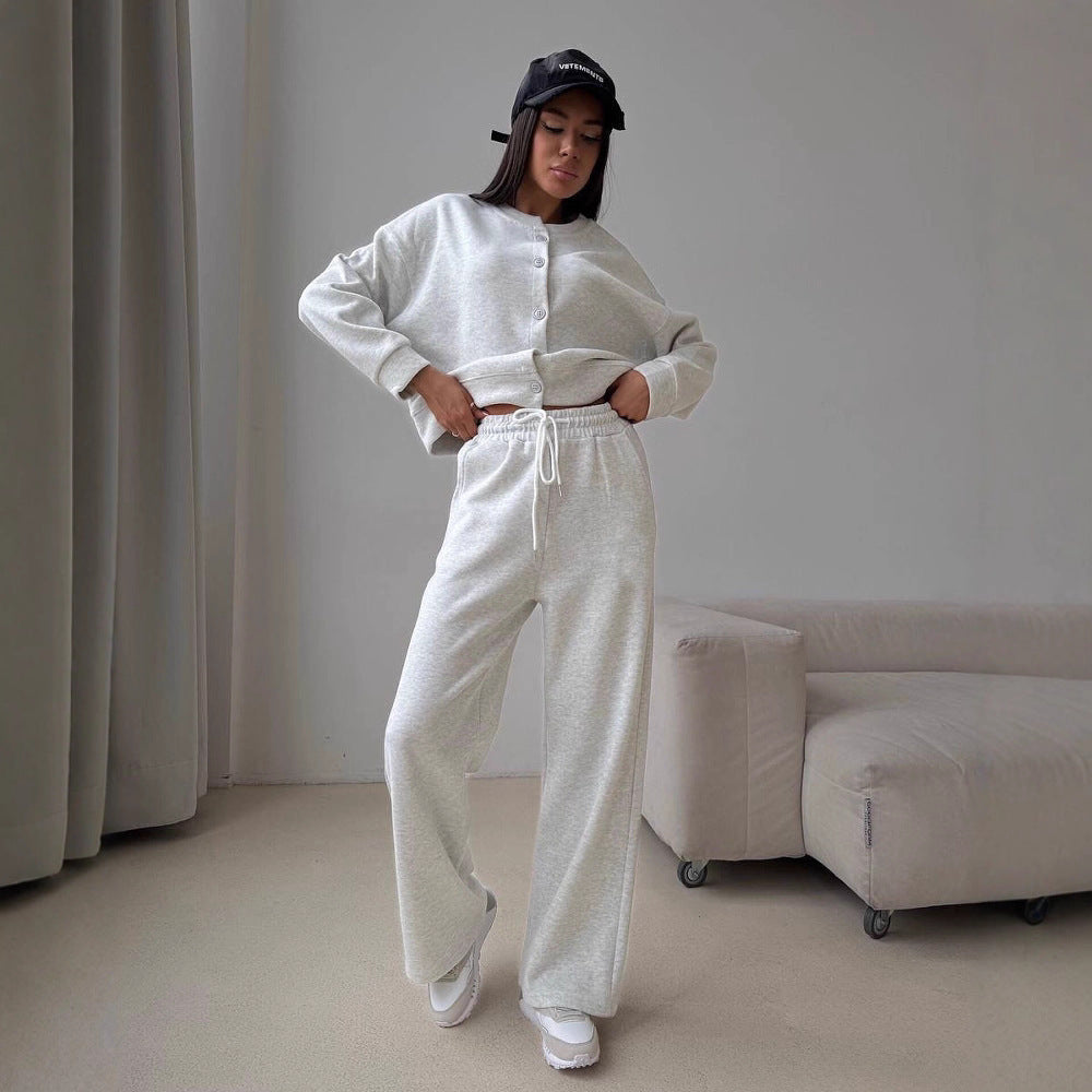 Thin O-neck Short Sweater Suit Women's Casual