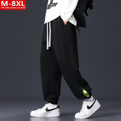 Men's Clothing Stitching Printing Ankle Banded Pants