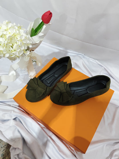 Rubber Plus Size Flat Casual Shoes Women Suede Bow Round Head Gommino