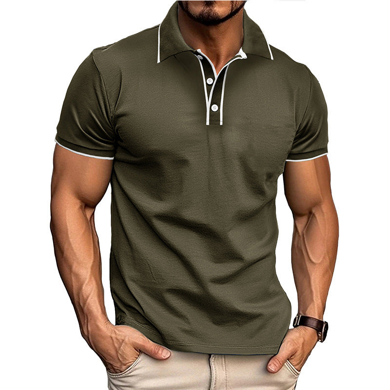 European And American Style Men's Clothing Short Sleeve Lapel Jacquard