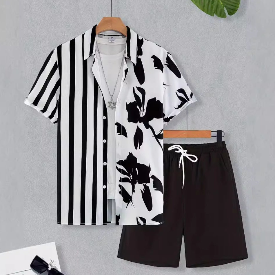 Men's Short Sleeve Shirt Outfit Printed Men's Clothing