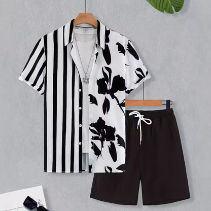 Men's Short Sleeve Shirt Outfit Printed Men's Clothing