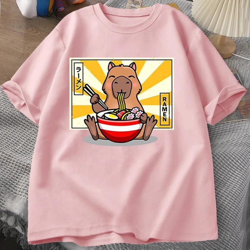 Capybara Cotton T-shirt Men's Clothing Oversized