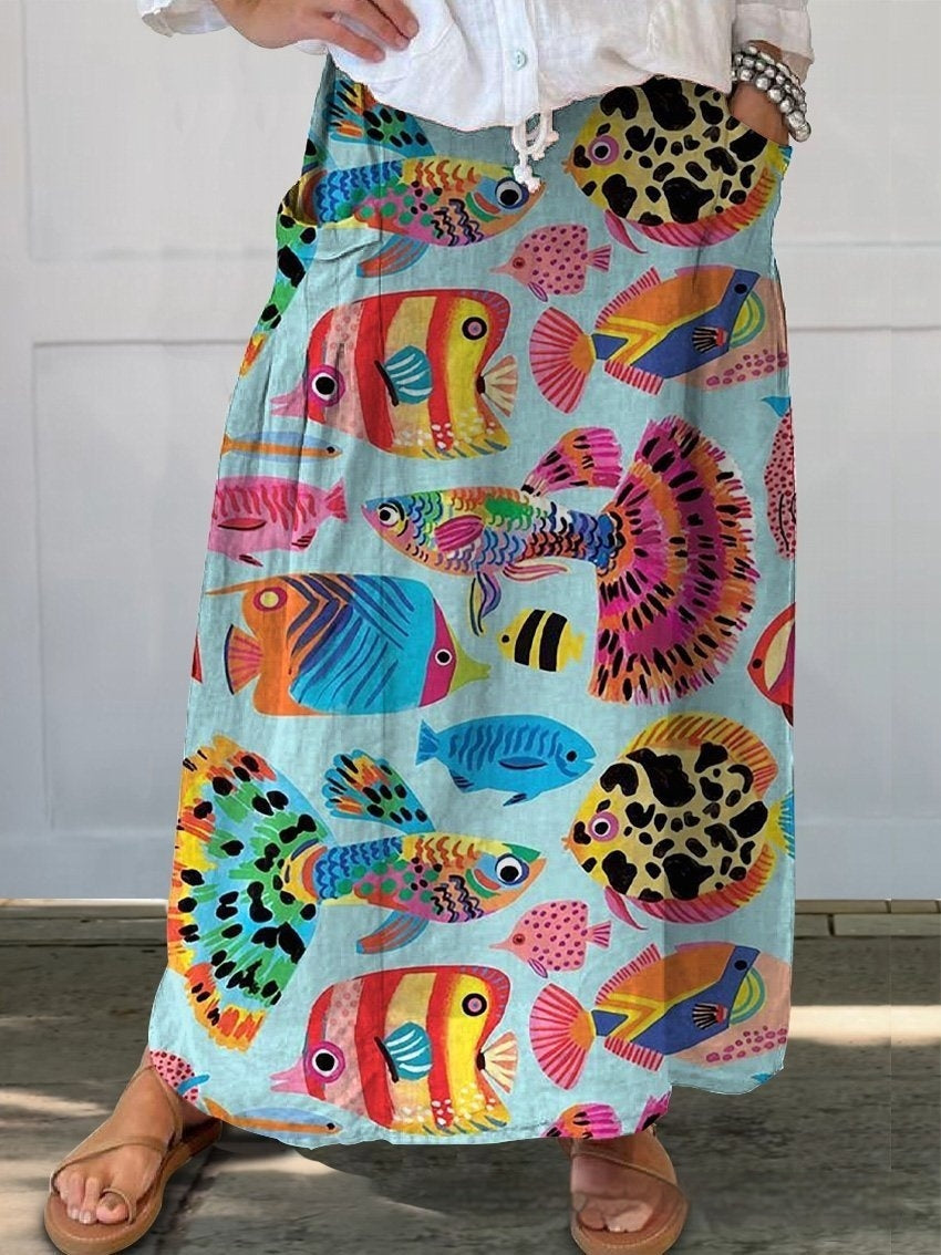 Casual Temperament Commute Floral Stripe Women's Skirt