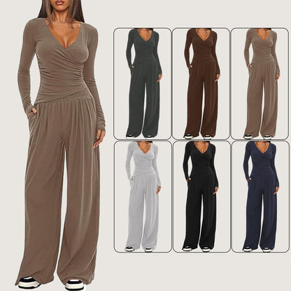 Women's Wide-leg Pants Long-sleeved Sportswear Suit