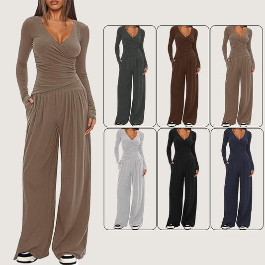 Women's Wide-leg Pants Long-sleeved Sportswear Suit