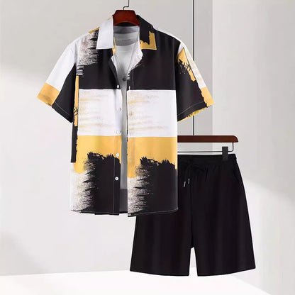 Men's Short Sleeve Shirt Outfit Printed Men's Clothing