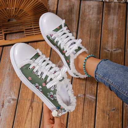Spring And Autumn New Casual All-match Flat Lace-up Plus Size Low-top Canvas Shoes For Women
