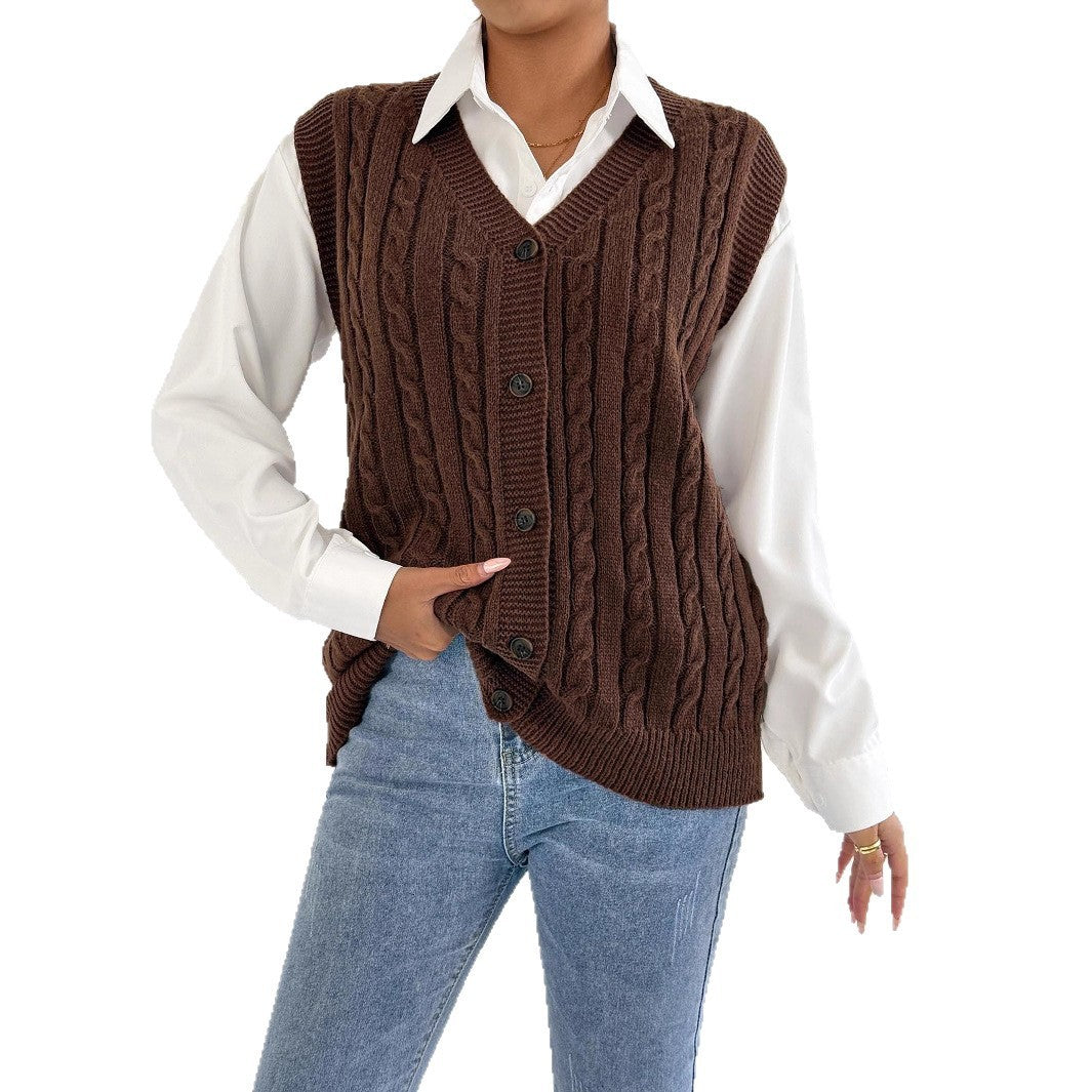 European And American Leisure Outer Twist Woven Vest