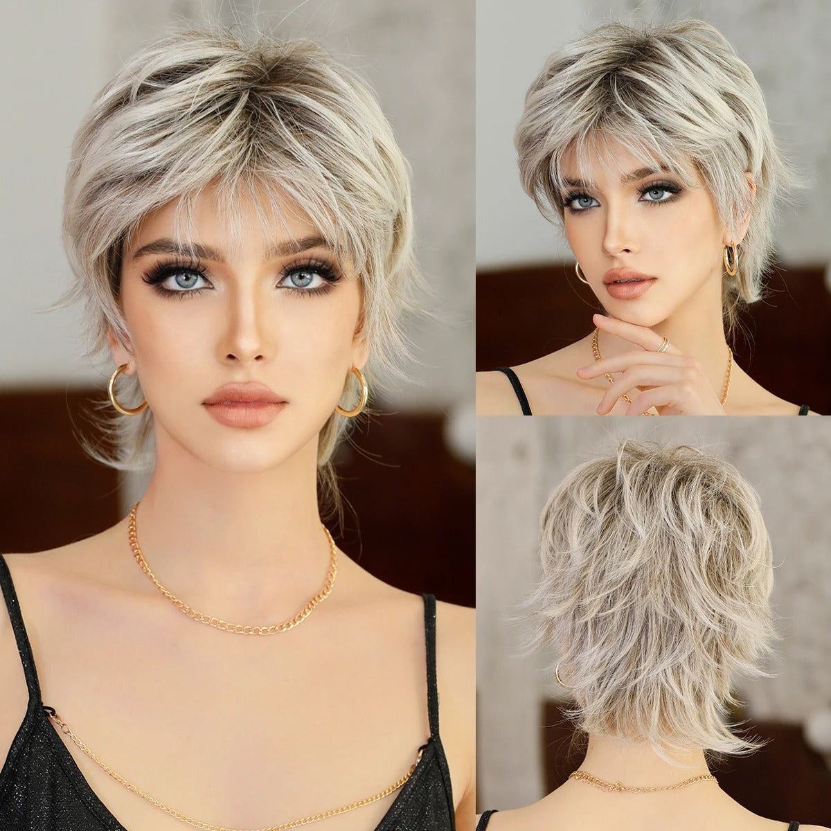 Women's Short Mechanical Chemical Fiber Wig