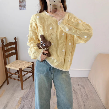 Women's Christmas Three-dimensional Ball Sweater Pullover