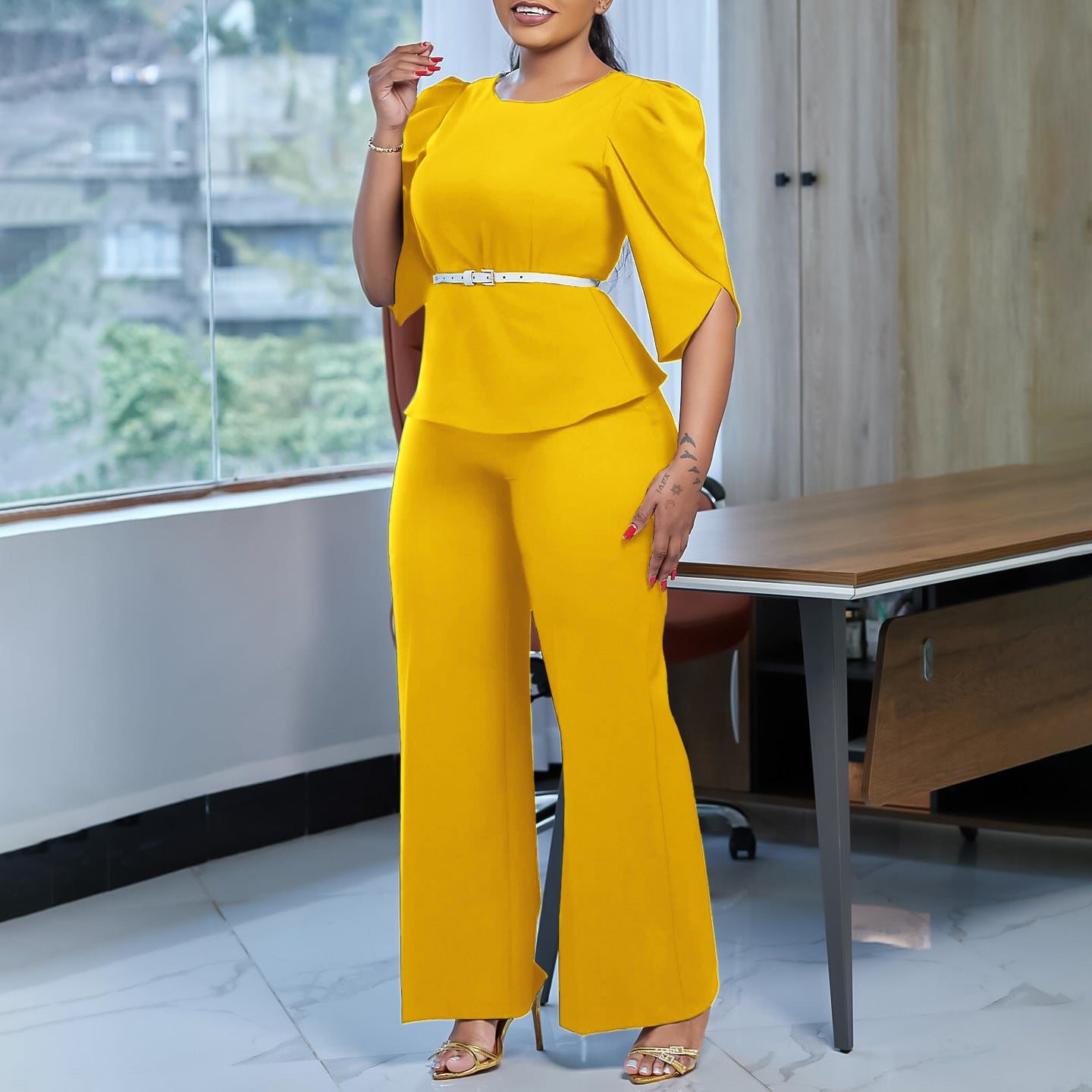 Top Wide Leg Pants Two-piece Set European And American Suit