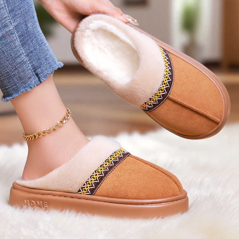 Women's Cotton Shoes Fleece-lined Thickened Plus Size Cotton Slippers