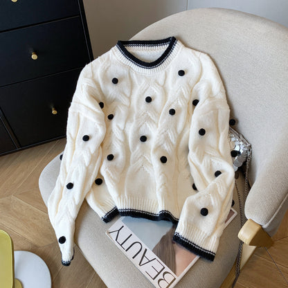 Women's Christmas Three-dimensional Ball Sweater Pullover