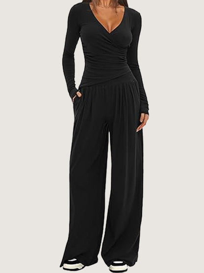 Women's Wide-leg Pants Long-sleeved Sportswear Suit