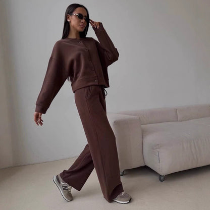 Thin O-neck Short Sweater Suit Women's Casual