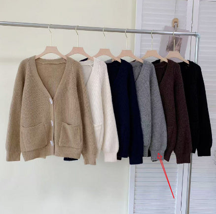 Winter New Horn Button Loose Sweater Coat