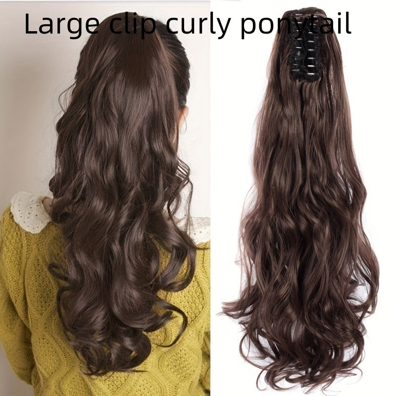 Big Hair Claws Wavy Women's Long Curly Hair High Ponytail Wig