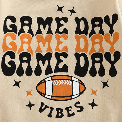 Kids Rugby Letters Print Long Sleeve Pullover Romper