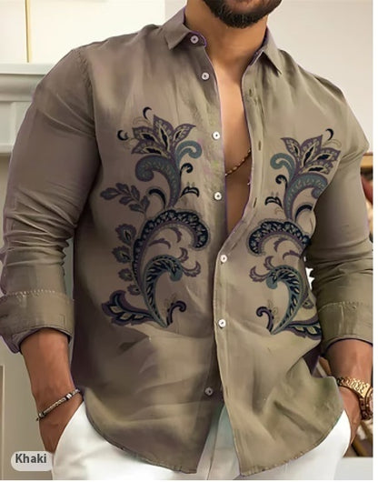 Men's Shirt Fashion Casual Printing Trendy Long Shirt Clothing