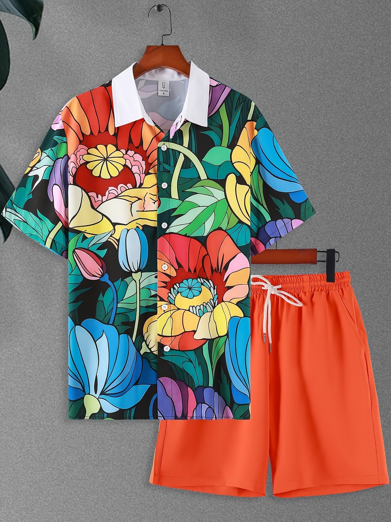 Men's Short Sleeve Shirt Outfit Printed Men's Clothing