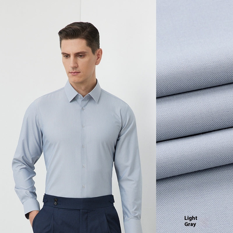 Men's Long-sleeved Mulberry Silk Non-ironing Business Clothing Micro-elastic Casual Shirt